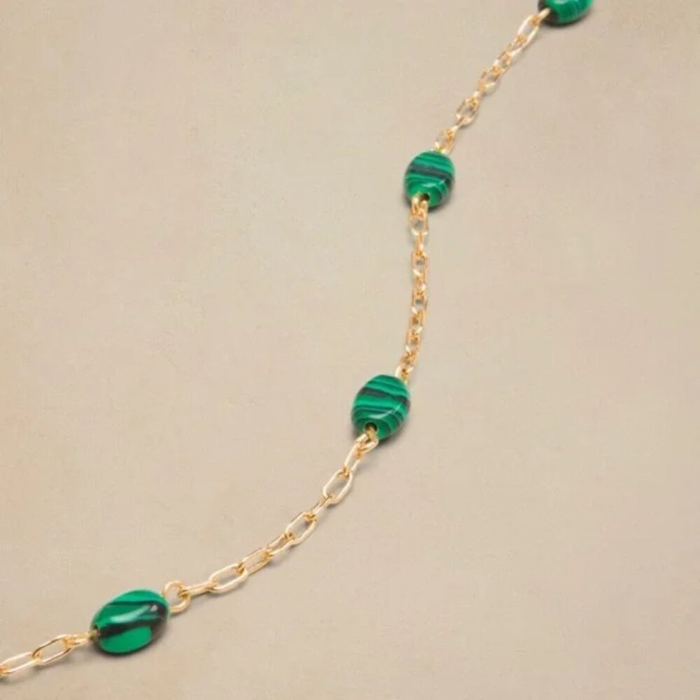 Banana Republic Malachite Green Delicate Stone Necklace/NWT